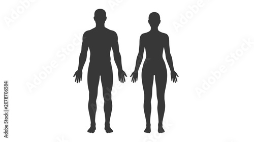 Εκτύπωση καμβά Male and female human body silhouettes standing side by side