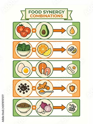 Healthy food synergy combinations for nutrition and wellness