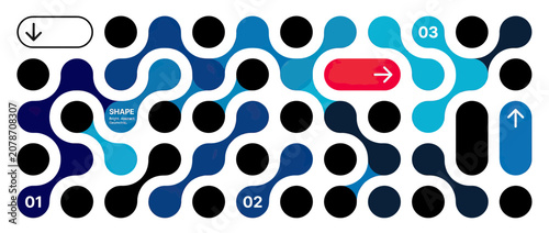 Obraz na plátně Abstract blue network connection flow chart with numbered steps and arrows