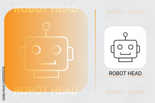 Robot head line icon illustration, artificial intelligence and virtual assistant chatbot symbol