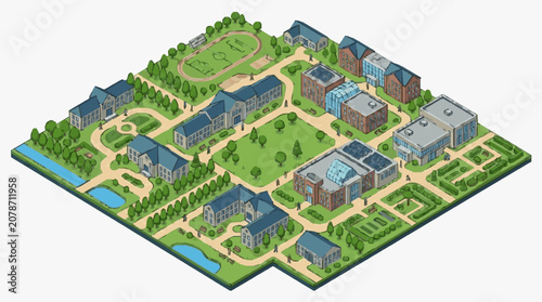 Foto Urban Neighborhood Aerial View with Houses.