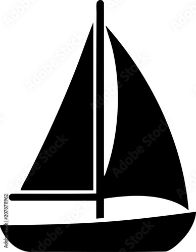 Valokuva Simple black and white sailboat icon with two sails Vector
