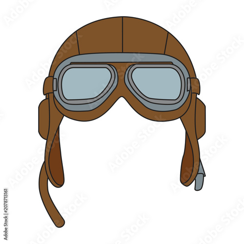 Vintage aviator helmet with goggles element vector for national aviation day