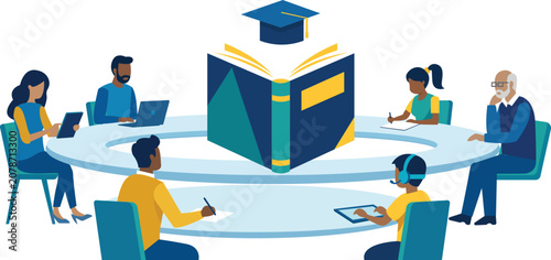 Canvastavla Students studying with large book
