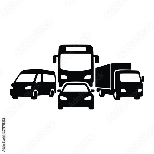 Transportation Service Mobility Solid Silhouette Icon Design Collection