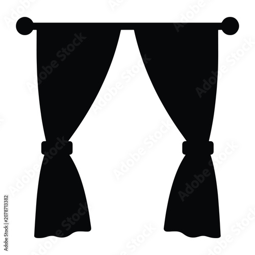 Window Curtain Home Decor Solid Silhouette Icon Design Collection