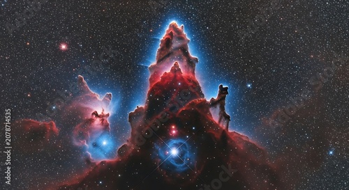 Colorful Nebula in Deep Space with Stars and Cosmic Dust.