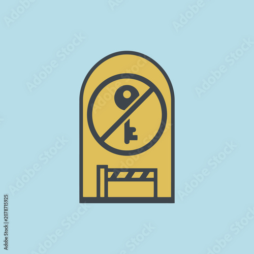 A yellow icon showing a key with a prohibition sign