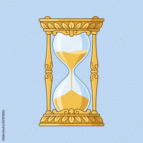 Ornate golden hourglass with flowing sand