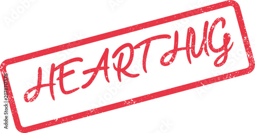 Schilderij op canvas A comforting red hearthug stamp impression symbolizing warmth and affectionate e