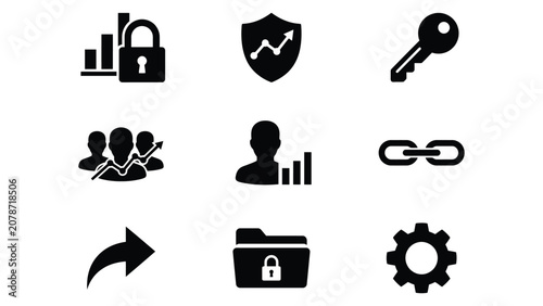 Canvastavla Data analytics security icons set for business intelligence and privacy solution