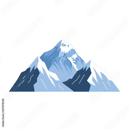 Obraz na plátně Snowy mountain peak landscape illustration.