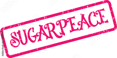 Fotografie A calming Sugarpeace message rendered in vibrant pink on a distressed rubber sta