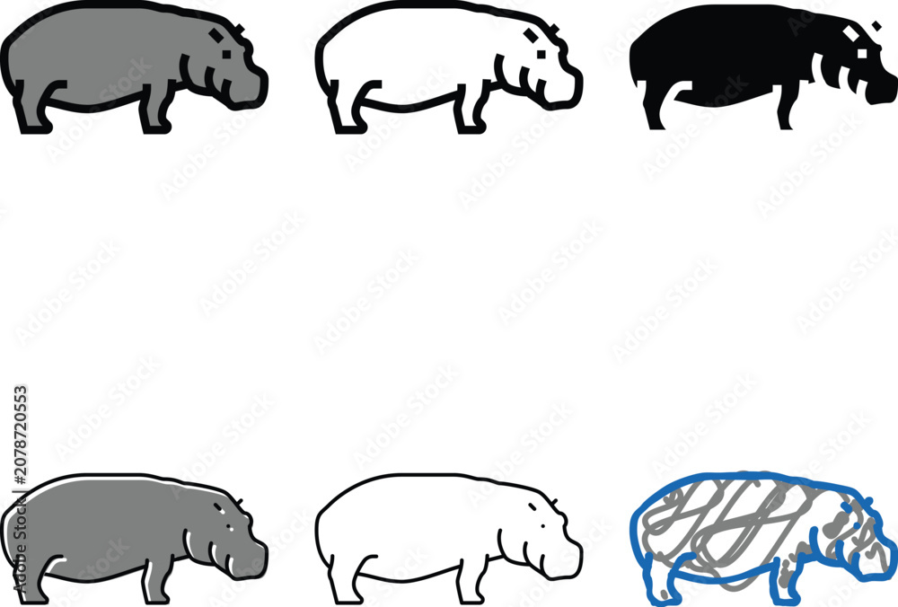 Fototapeta premium hippopotamus wild animal color icon vector. hippopotamus wild minimal animal sign. isolated symbol