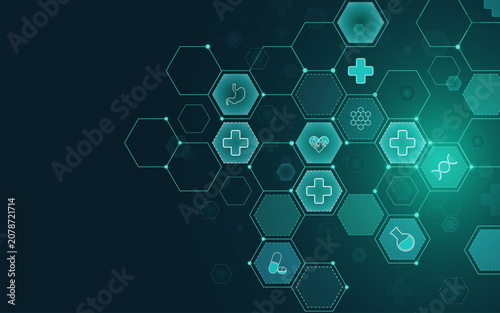 Abstract geometric hexagon shape background. Medicine and science concept