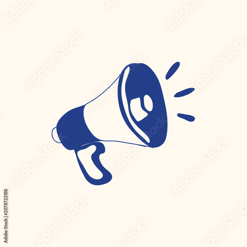 Hand drawn vector illustration of megaphone icon for marketing announcement, business promotion, advertising campaign, public notice and brand message.