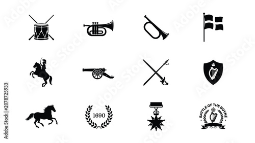Photos Historical military iconography collection featuring symbols of cavalry artiller