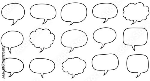 Foto Collection Of Speech Bubble Shapes Black Line Art On White Background
