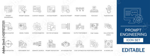 Bild auf Leinwand Prompt Engineering Vector Icon Set