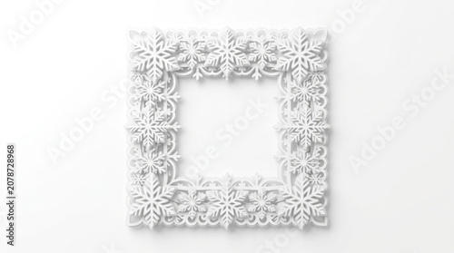 Decorative Snowflake Frame Border for Winter Holidays.