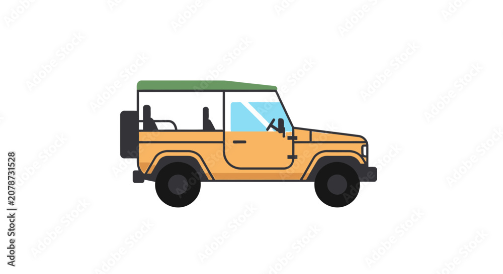 Obraz premium Yellow Off-Road Vehicle with Green Top on White Background