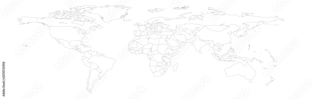 Fototapeta premium world map long Outline 01 illustration image graphic for design projects presentations digital media marketing visuals professional commercial content