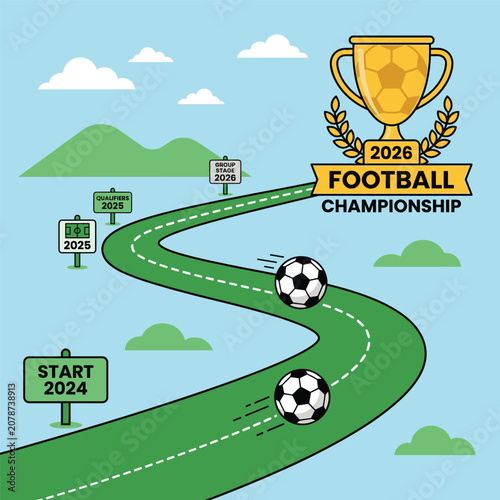 2026 Football Championship Football Tournament Path With Soccer Ball