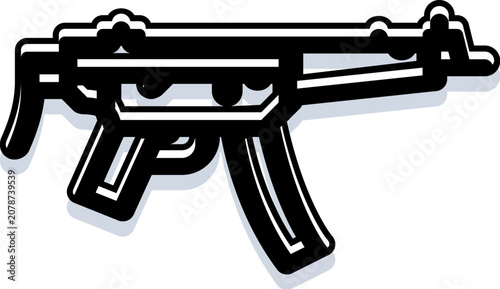 Photos Military firearm icon with bold black lines and white highlights creating a stri