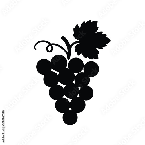 Fresh Grapes Fruit Solid Silhouette Icon Design Collection