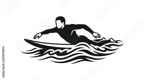 Surfer Silhouette Riding Wave