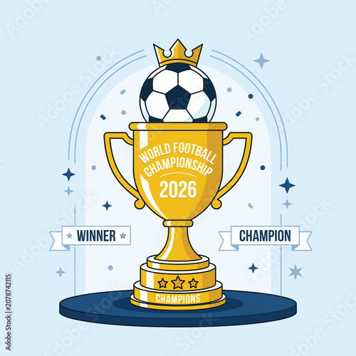 World Football Championship Trophy With Soccer Ball