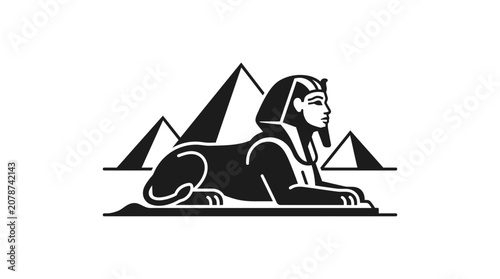 Stylized Sphinx and Pyramids Icon