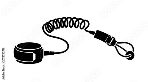 Surfboard Leash - Silhouette Icon for Water Sports and Safety