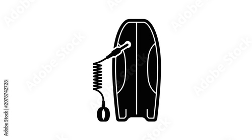 Surfboard Leash and Board Icon Silhouette