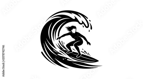 Surfer Riding a Wave Silhouette