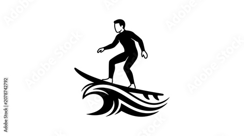 Surfer Riding Wave Silhouette Icon