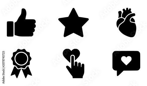 Fotografía Social media feedback and rating icon set featuring thumbs up star anatomical he