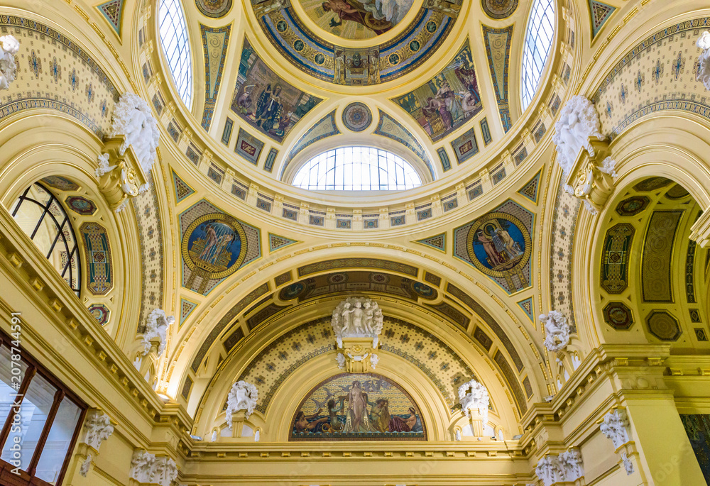 Obraz premium Interiors of the Szechenyi thermal bath, UNESCO World Heritage Site, Budapest, Hungary