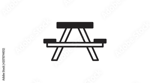 Minimalist picnic table icon for outdoor recreation and camping