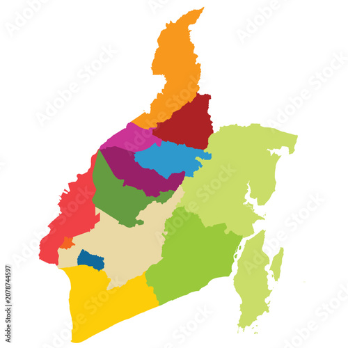 Detailed vector map of South Kalimantan (Kalimantan Selatan) province with 13 regencies.