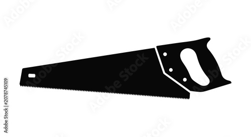 Bild auf Leinwand Hand saw depiction in black silhouette against a white background silhouette