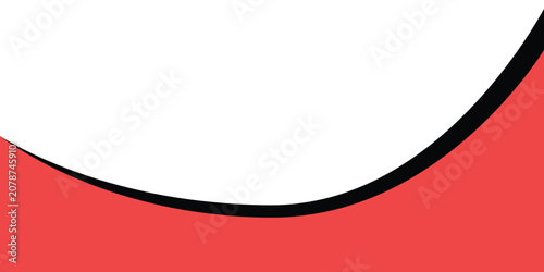 Red abstract curved wave banner background with black outline border modern minimal header design for poster, web and presentation