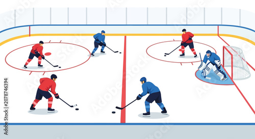 Canvas Print Hockey Game Action Vector Illustration