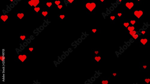 Minimalist animation of red hearts softly floating over black background. Floating white hearts animation against a black background.