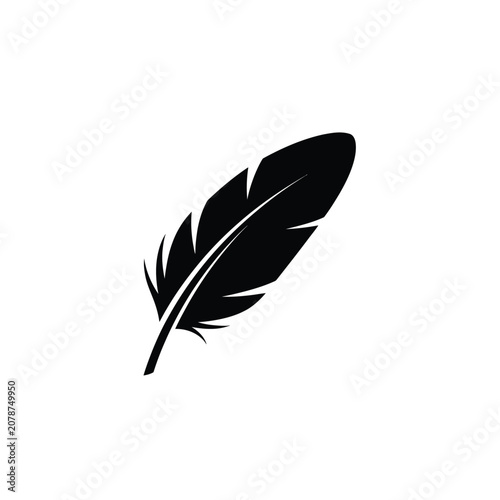 Photos Black feather icon isolated white.