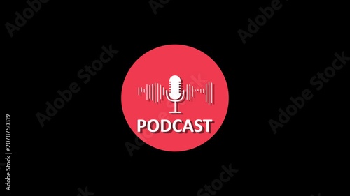 Social media promo video animation with orange circle mic for media production and streaming. Sound design motion graphic featuring orange mic circle for streaming and digital content.