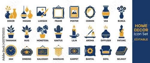Fotografía Home decor icon set for interior design and styling