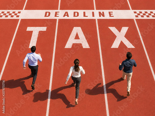 People Racing Toward Tax Deadline on Running Track