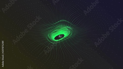 AI Illustration of a Glowing Green Digital Eye in a Futuristic Dark Environment Video