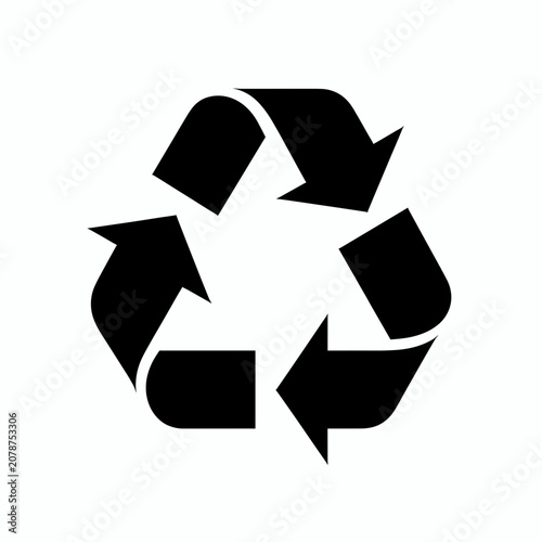 Recycling Symbol Graphic on Plain White Background